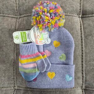 NWT Toby & Me Infant Pom Hat and Mitten Set
